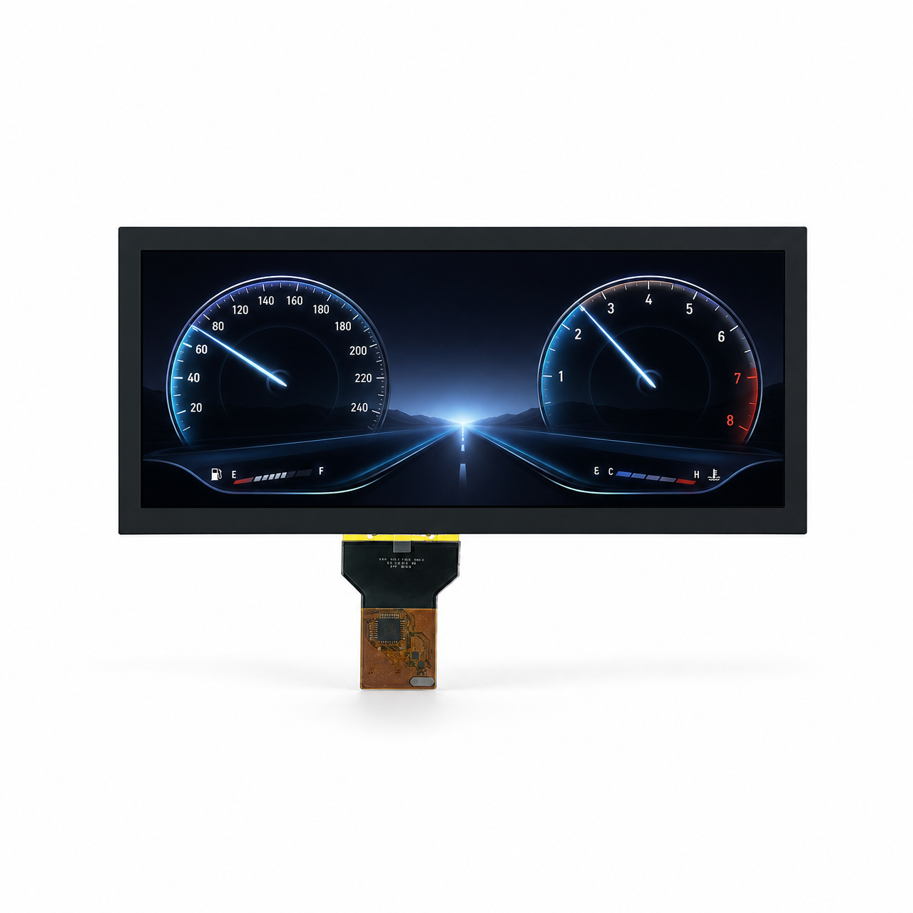 12.3 inch IPS LCD 1920x720 LVDS interface high brightness wide temperature display with capacitive touch panel